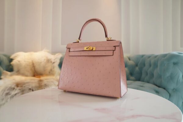dff78cfb93c3859 Canada Toronto Hermes Kelly 25CM Ostrich 94 Terre Cuite Gold Hardware