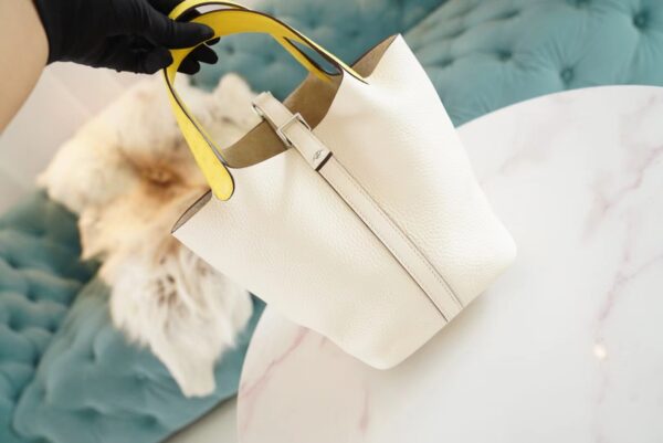 e05a7ae54d185bb God Factory Bags Hermes Picotin lock Touch18CM Craie & Lemon Yellow TC Leather/Ostrich Handles