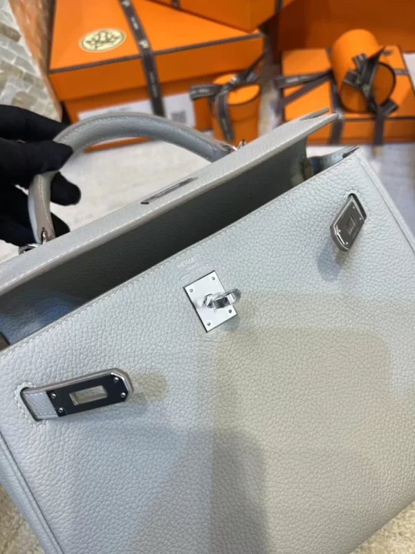 e0da5e4c87a7071-jpg Hermes Togo Leather 80 Gris Pearl Kelly 25CM Silver Hardware