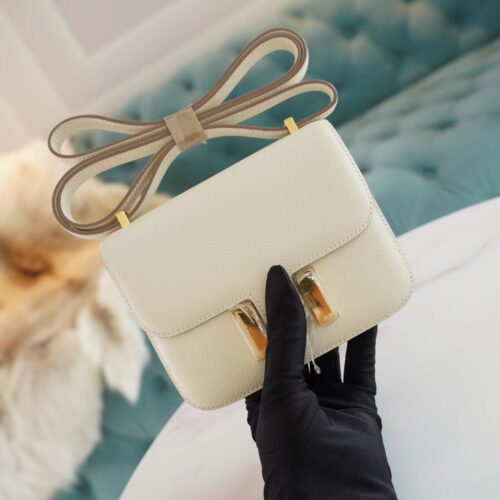 Hermes Handmade Boutique C10 Craie Epsom Leather Constance14cm Gold Hardware
