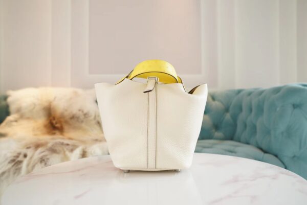 e11740746c9714e-1 God Factory Bags Hermes Picotin lock Touch18CM Craie & Lemon Yellow TC Leather/Ostrich Handles