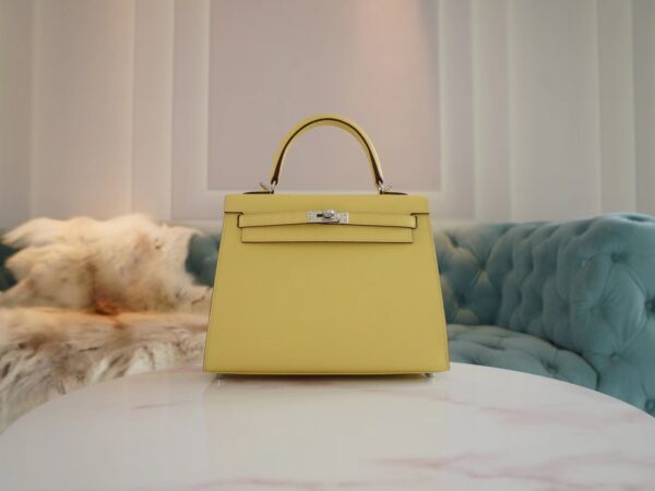 e14dda24b0f1059-1 God Factory Bags Hermes Factory Epsom Kelly Sellier 25CM 1Z Joune Poussin Silver Hardware