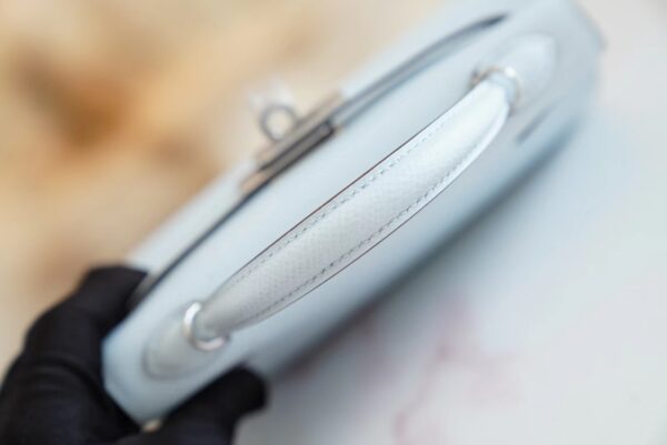e14ea53a3fb490d Hermes Handmade Boutique T0 Blue Brume Epsom Leather Mini Kelly19CM Silver Hardware