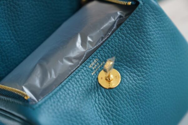 e16af35f6b0372e Full Handmade Hermes W0 Bosphore Clemence Leather Mini Lindy19CM Gold Hardware