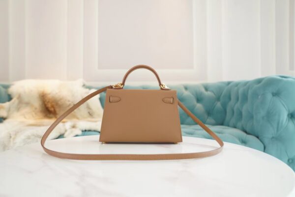 e1b42bb82df5775 Full Handmade Hermes Mini Kelly19CM 2J Quebracho Chevre Leather Gold Hardware