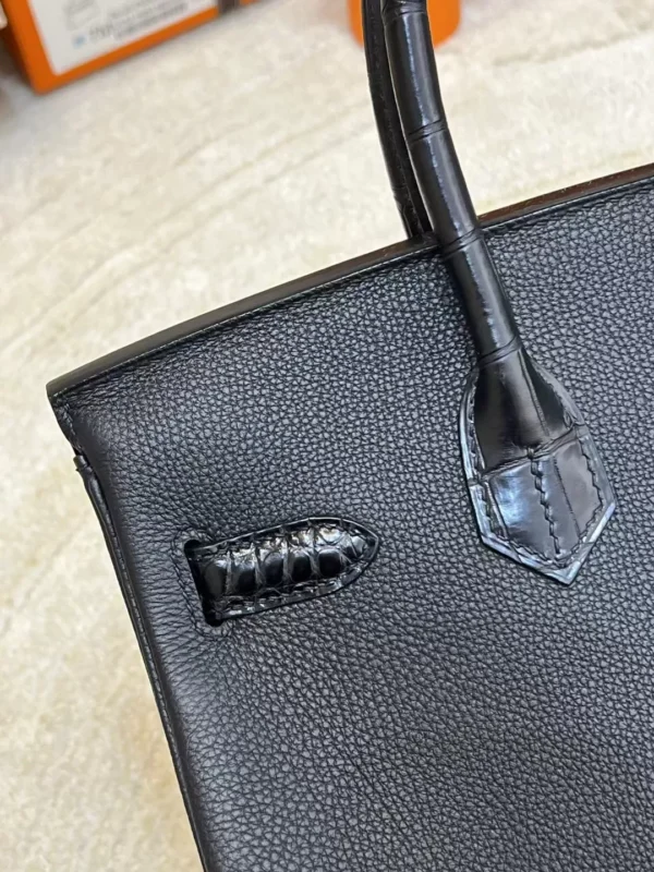 e1e070ef6de69a6-jpg Hermes Birkin Touch 30CM 89 Noir Matte Alligator/ Togo Rose Gold Hardware