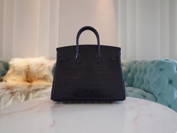 e1e697670b5d2ae Taiwan Hermes Birkin 25CM Matte Porosus 2Z Blue Nuit Silver Hardware
