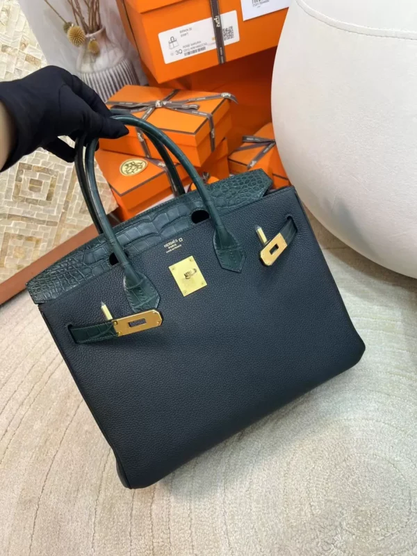 e202211fe7d17aa-jpg Hermes Birkin Touch 30CM 6O Vert Cypres Matte Alligator Crocodile / Togo Gold Hardware