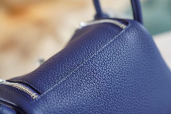 e22223cdd6a6ad6 God Factory Bags Factory Hermes 7K Blue Saphir Clemence Leather Mini Lindy19CM Silver Hardware
