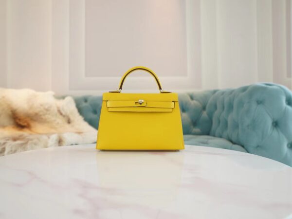 e2692b4a2cd4ff3 God Factory Bags Hermes 9O Naples Yellow/8L Beton Inner Chevre Leather Mini Kelly19CM