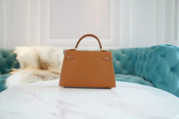 e2c80aa8bce6b82 Full Handmade Hermes Mini Kelly19CM CK37 Gold Epsom Leather Gold Hardware