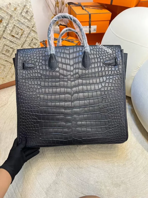 e300e5692d97a19-jpg Hermes 89 Noir Matte Porosus Crocodile HAC 40CM Silver Hardware