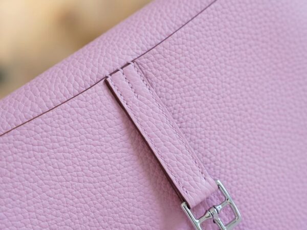 e3e2aa7778a6bad Hand Stitch Hermes Halzan25CM Bag X9 Mauve Sylyestre Clemence Leather Silver Hardware