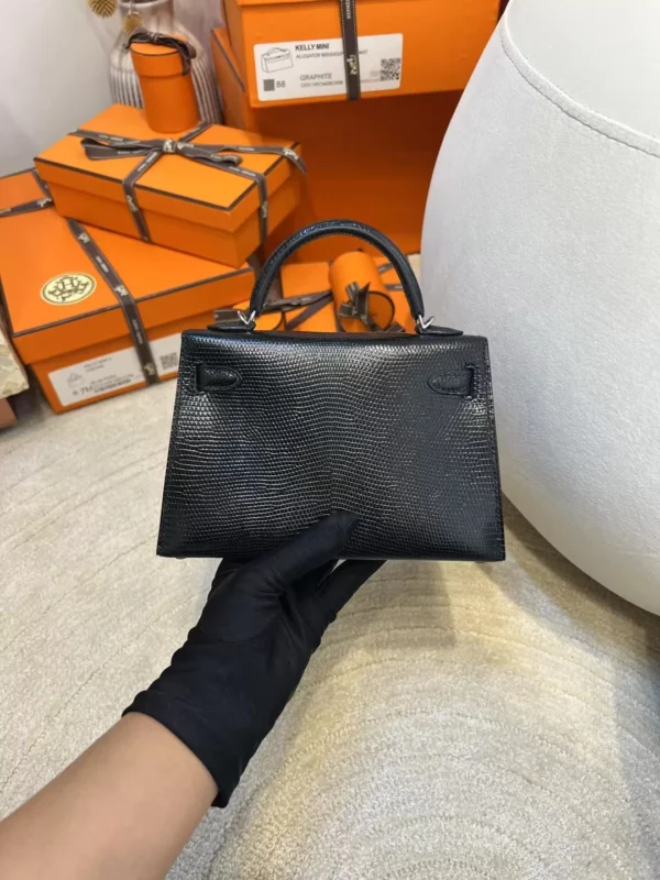 e442503c9543e4c-jpg Hong Kong Hermes Lizard Leather Mini Kelly 19CM 89 Noir Silver Hardware