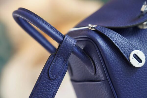 e486fa6ed72a66e God Factory Bags Factory Hermes 7K Blue Saphir Clemence Leather Mini Lindy19CM Silver Hardware