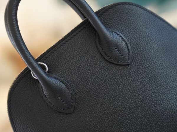 e569bc2d3487520 Hand Stitch Hermes Mini Bolide18CM CK89 Black Evercolor Leather Silver Hardware
