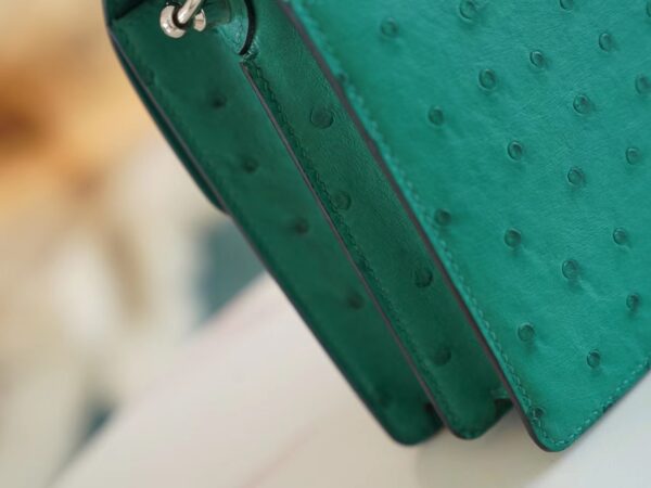 e58dff8a040eb5d Sale God Factory Bags Hermes Roulis Mini18cm U4 Vert Vertigo KK Ostrich Leather Silver Hardware
