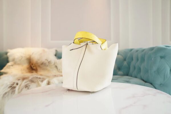 e5f64d6c79e747e God Factory Bags Hermes Picotin lock Touch18CM Craie & Lemon Yellow TC Leather/Ostrich Handles