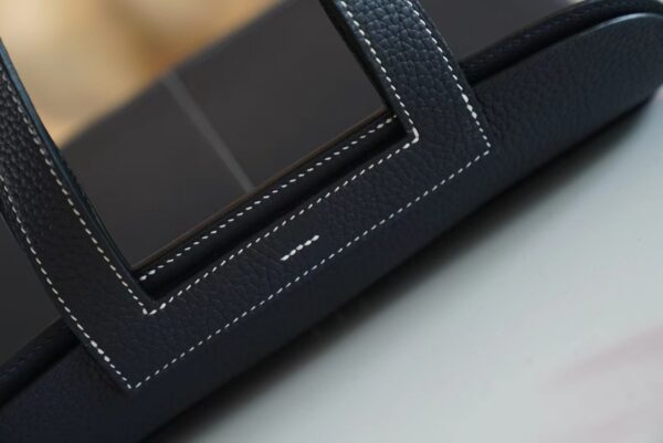 e60f5ed480b233d Wholesale Hermes Halzan 31CM CK89 Black / White Stitches Clemence Silver Hardware