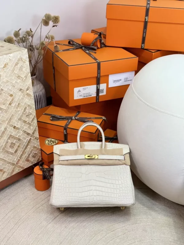 e61d02b5648c9ee-jpg-1 Full Handmade HCP Matte Porosus Crocodile Birkin 25CM 8L Beton Gold Hardware