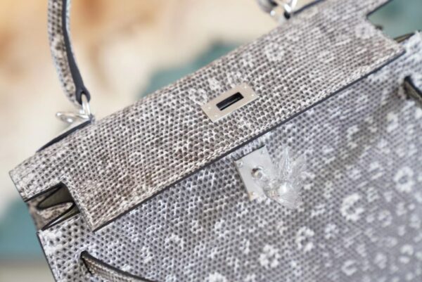 e65bed0dab4cd4e God Factory Bags Factory Hermes Kelly 25CM Ombre Lizard Leather Women’s Bag Silver Hardware