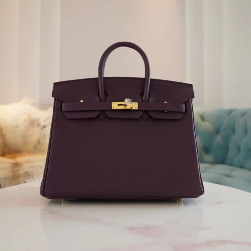 USA New York Hermes Birkin 25CM Togo 59 Raisin Gold Hardware