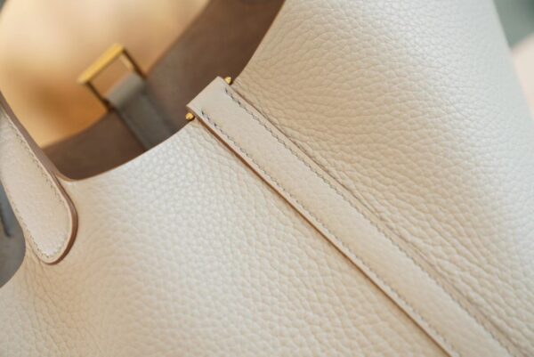 e6682af3b8d0d7c God Factory Bags Hermes C80 Gris Pearl Clemence Leather Picotin18CM Gold Hardware