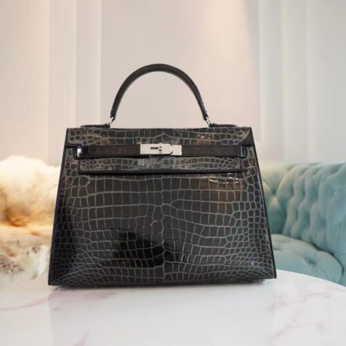 God Factory Bags Factory Hermes HCP Shiny Porosus Kelly Sellier 32CM CK89 Nior