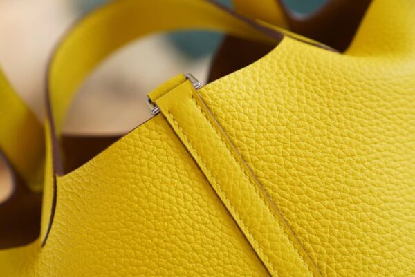 e712229a5707250 New God Factory Bags Hermes Picotin18CM 9O Naples Yellow Clemence Leather Silver Hardware
