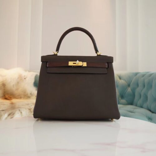 God Factory Bags Hermes Barenia Faubourg/ Matte Crocodile Kelly Touch 28CM 46 Ebene Gold Hardware