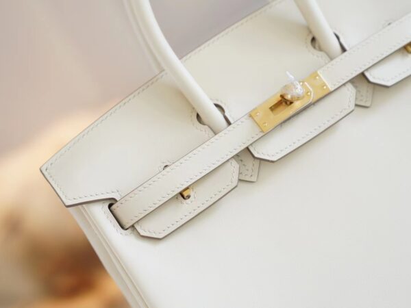 e755db371fb4444 Full Handmade Hermes Birkin Bag25CM CC10 Craie Jonathan Leather Gold Hardware