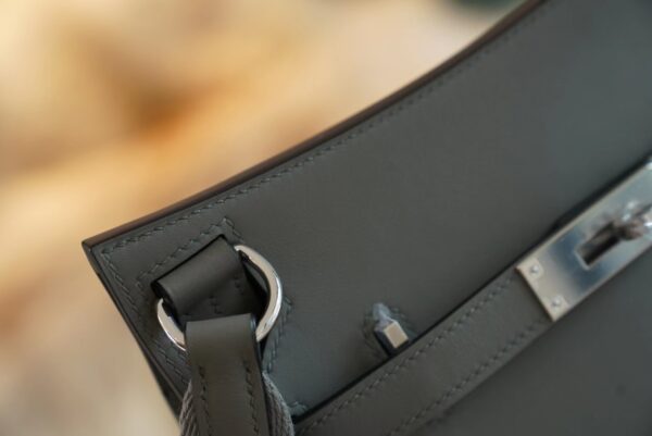 e7649fafa1129f4 Full Handmade Hermes 0L Gris Meyer Swift Leather Jypsiere Mini Silver Hardware