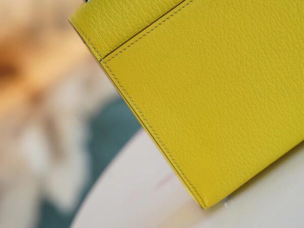 e7a18eef4297be3 God Factory Bags Factory Hermes 9R Lemon Yellow Chevre Leather Verrou Mini17CM Silver Hardware