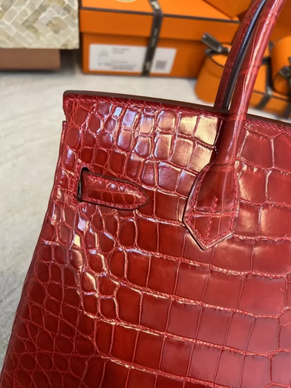 e7b9a8470827e55-jpg Hermes Shiny Alligator Crocodile Birkin 30CM 95 Braise Silver Hardware