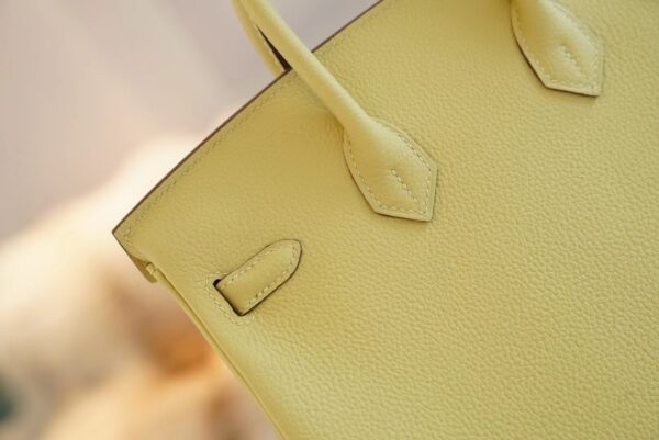 e905e4cea57a10f Full Handmade Hermes Birkin Bag25CM 1Z Jaune Poussin Togo Leather Silver Hardware