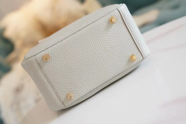 e9eb28492a59df6 Hermes CK80 Gris Pearl Clemence Leather Mini Lindy 19CM Gold Hardware