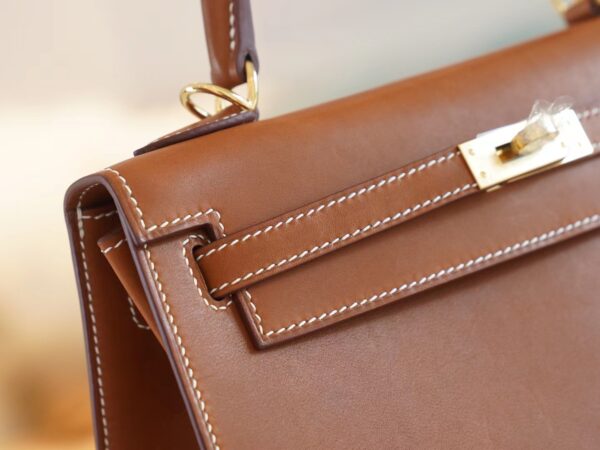 ea0b45b5555754e Full Handmade Hermes Fauve Barenia Kelly Sellier 25CM Women’s Bag Gold Hardware
