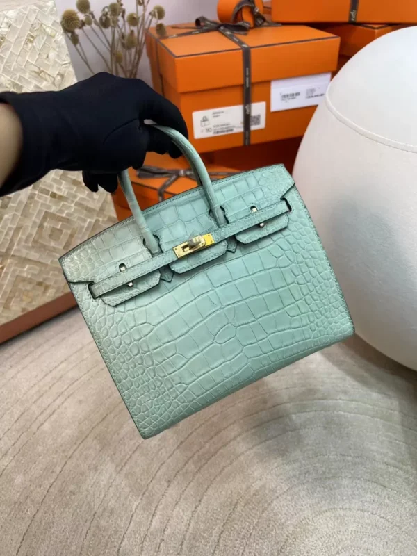 ea0e616b854f1ef-jpg Full Handmade Hermes Birkin Sellier 20 Matte Alligator 6U Vert D’eau Gold Hardware