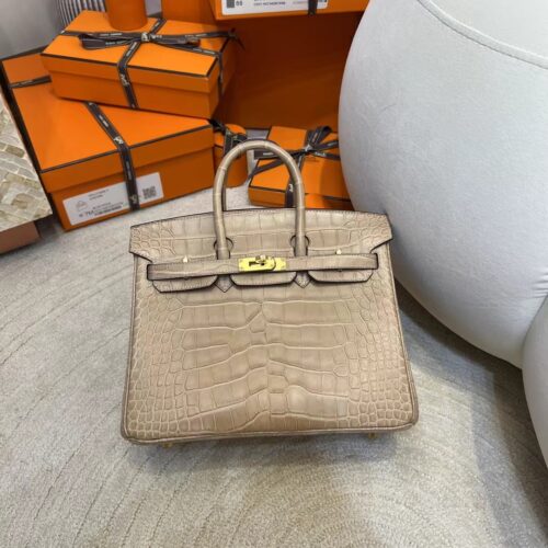 Saudi Arabia Riyadh Hermes Birkin 25CM Matte Alligator 0M Chai Gold Hardware