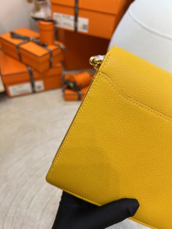 eb07aeae87945e7 Hermes Shop 9D Amber Evercolor Leather Roulis Mini 18cm Gold Hardware
