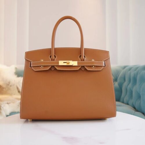 Hand Stitch Hermes Birkin Bag30CM CK37 Gold Epsom Leather Gold Hardware