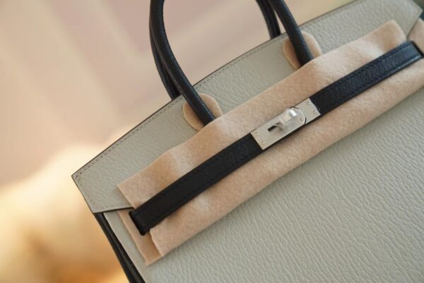 eb340103f46ede8 God Factory Bags Factory Hermes C80 Gris Pearl/CK89 Black Chevre Leather Birkin25CM Silver Hardware
