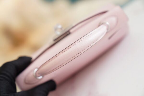 ebc3119bdef364c Full Handmade Hermes Mini Kelly19CM 3Q Rose Sakura Chevre Leather Silver Hardware