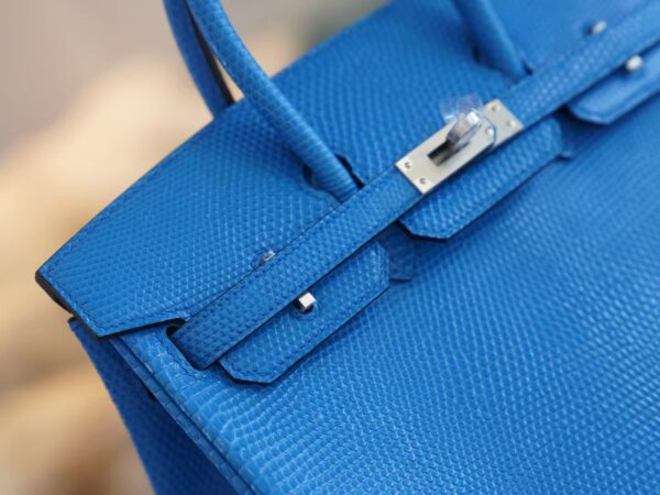 ec86bc530df5b35 God Factory Bags Hermes Lizard Leather Birkin 25CM 7W Blue Izmir Silver Hardware