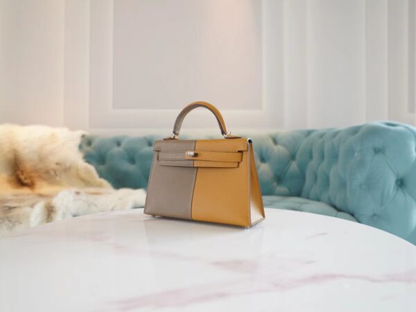 ed84c32d50939ab Hermes Mini Kelly19CM Sesame/Gris Etoupe/Dark Blue inner Epsom Leather