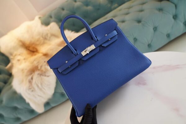 ede1d0fa11fcc68 New Arrival Hermes 71 Blue France Togo Leather Birkin25CM Silver Hardware
