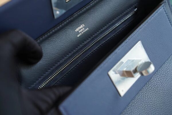 ee0ce57ee5b93e4 New God Factory Bags Hermes Mini Kelly 24/24 Blue Navy&2ZBlue Nuit Evercolor Leather Silver Hardware