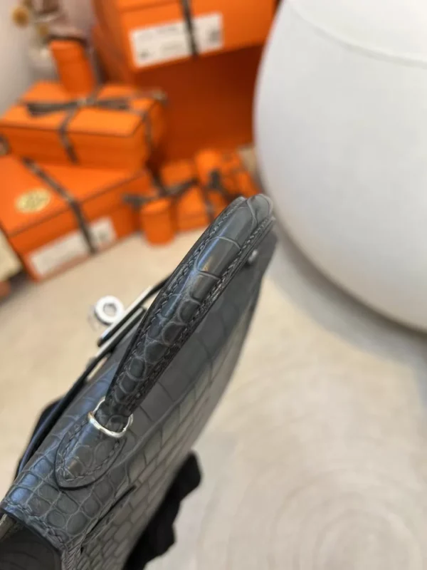 ee0eeac7a2bae68-jpg Hermes Boutique Mini Kelly 19CM Matte Alligator 88 Gris Graphite Silver Hardware