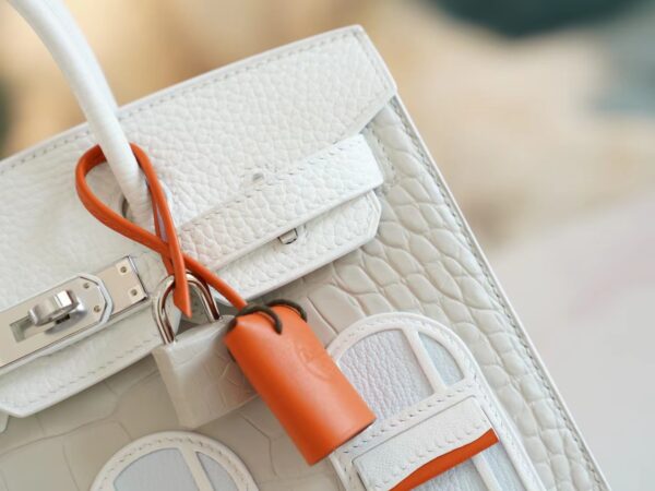 ee2dce34e2115fe Hermes Birkin House 20CM Four Leathers 01 Blanc/ 8L Beton Silver Hardware
