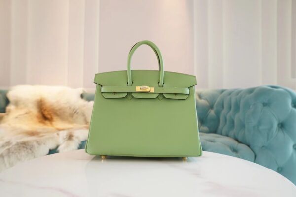 ee3e3f20f834b3f-1 Elegant God Factory Bags Factory Hermes Birkin25CM 3I Vert Criquet Epsom Leather Gold Hardware